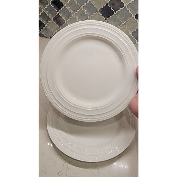 Mikasa Swirl White Bone China salad Plate 9 1/4" Set Of 2 - Picture 5 of 7